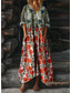 baratos Vestido Boho-Vestido Maxi Feminino Boho Sundress Vestido em A Férias Casual Aniversário Diário Feriado Ajuste Solto Floral Manga Longa Decote em V Amarelo Vermelho Azul Roxo Primavera Outono
