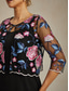 ieftine Blazere și costume-Pentru femei Blazer Ușor Dantelă Brodat Elegant Floral Oficial Scurt Crewneck Fit regulat Lungime Manșon 3/4 Îmbrăcăminte exterioară Fucsia Vară Primăvară