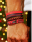 voordelige Heren sieraden-Heren leren kralen armbandset – meerlaags geweven retro polsbandsieraden voor een casual stijl en kerstcadeau