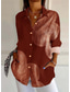 cheap Floral Tops-Women&#039;s Shirt Blouse Graphic Daily Stylish Retro Vintage Long Sleeve 3/4 Length Sleeve Shirt Collar Regular Tops Daily Holiday Going out Buttons Maroon Black Red Brown Spring Fall Winter Spring