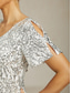 cheap Cocktail Dress-Women's Maxi Dress Sheath Dress Trumpet Mermaid Dress Elegant Party Cocktail Cold Shoulder Evening Party Cocktail Party Sequins Floral Short Sleeve V Neck White