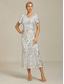 cheap Cocktail Dress-Women's Maxi Dress Sheath Dress Trumpet Mermaid Dress Elegant Party Cocktail Cold Shoulder Evening Party Cocktail Party Sequins Floral Short Sleeve V Neck White