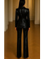 cheap Women's Suits-Women's Women 2 Pieces Suits Formal Wedding Guest Sequin Elegant Vintage Simple Long Sleeve Floor Length Peaked Lapel Peak Lapel Single Breasted