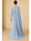 voordelige Baljurken Avondjurken-Strak kolom Strijksleep Baljurk met cape Avondjurken Formele kleding Elegant glinsterende Celebrity-Stijl 3/4 mouw Hoge nek Tuinfeest Bruiloft Stretch crêpe met Ruches