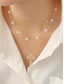 abordables Collier pour femme-Collier croix de Noël pour femme, chaîne en or superposée avec pendentif en perles et strass, bijoux de vacances élégants pour fête, mariage et cadeaux