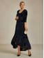 economico Abiti da festa-Per donna Abito maxi Tubino Abito a sirena Abito a trapezio Elegante Formale cocktail Festa serale Feste Ospite di nozze Vestibilità regolare Floreale Senza Maniche Girocollo Blu marino