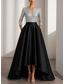 ieftine Rochii de seară în linie A-Linia -A Asimetric Rochii de seara Rochie De Bal Rochie formală Elegant Bloc de Culoare strălucitoare Manșon Jumate În V Nuntă Oficial Satin Dantelă cu Strălucire