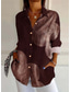 cheap Floral Tops-Women&#039;s Shirt Blouse Graphic Daily Stylish Retro Vintage Long Sleeve 3/4 Length Sleeve Shirt Collar Regular Tops Daily Holiday Going out Buttons Maroon Black Red Brown Spring Fall Winter Spring