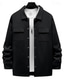 cheap Casual Jackets-Men's Lightweight Jacket Cargo Jacket Casual Jacket Daily Vacation Warm Pocket Spring Fall Plain Fashion Classic Lapel Regular Black Red Khaki Light Grey Dark Gray Jacket
