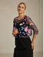 ieftine Blazere și costume-Pentru femei Blazer Ușor Dantelă Brodat Elegant Floral Oficial Scurt Crewneck Fit regulat Lungime Manșon 3/4 Îmbrăcăminte exterioară Fucsia Vară Primăvară
