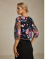 ieftine Blazere și costume-Pentru femei Blazer Ușor Dantelă Brodat Elegant Floral Oficial Scurt Crewneck Fit regulat Lungime Manșon 3/4 Îmbrăcăminte exterioară Fucsia Vară Primăvară