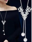 cheap Christmas Accessories-Women&#039;s Snowflake Pendant Necklace – Elegant Long Chain Jewelry with Crystal Accents for Ladies, Winter Fashion &amp; Christmas Gift