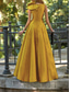 preiswerte Empire-Waist-Abendkleider-A-Linie Bodenlang Abiballkleider Abendkleid Ballkleid Festliche Kleidung Elegant Party Ärmellos V Ausschnitt Formell Hochzeitsgast Satin mit Schulterblume