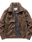 baratos Jaquetas de Suede Sintético-Homens Jaqueta de camurça sintética Jaqueta Carga Jaqueta casual Férias Diário Manter Quente Bolsos Outono Inverno Tecido Moda Clássico Lapela Padrão Preto cáqui Café Cinzento Casaco