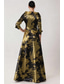 billiga A-linje kvällsklänningar-A-linje Golvlång Kvälls klänningar Balklänning Formell klädsel Elegant Vintage 3/4 ärm Kavajslag Bröllop Formell Ficka Nylon med Rosett(er)