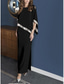 voordelige Vloerlengte-Strand Bruiloft Sheath Bruidsmoeder Jurk Bruiloft Gast Elegant Sprankel  Glans Juweel Hals Enkel Lengte Chiffon 3/4 Lengte Mouw met Sequins Split Voorzijde gratis maat op maat