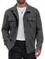 cheap Casual Jackets-Men's Lightweight Jacket Cargo Jacket Casual Jacket Daily Vacation Warm Pocket Spring Fall Plain Fashion Classic Lapel Regular Black Red Khaki Light Grey Dark Gray Jacket