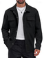 cheap Casual Jackets-Men's Lightweight Jacket Cargo Jacket Casual Jacket Daily Vacation Warm Pocket Spring Fall Plain Fashion Classic Lapel Regular Black Red Khaki Light Grey Dark Gray Jacket