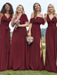 preiswerte Lässige / Tageshochzeit-A-Linie gerafftes Hochzeitsgast Kleid Strandhochzeit Elegant Formal Black Tie Für Brautjungfern Bodenlängen Kurzärmeliger V-Ausschnitt Chiffon V-Rücken mit Rüschen Kleid zum Beeindrucken