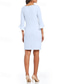 preiswerte Lässige / Tageshochzeit-Schlanke Cocktailkleider Minimalistisches Kleid Cocktail-Party knie-langes 3/4-langer Ärmel Juwel-Ausschnitt Herbst Hochzeitsgast Chiffon mit Rüschen Kleider