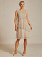preiswerte abendkleider-Damen Midikleid Shiftkleid Faltenkleid Halterkleid Elegant Party Formell Party Hochzeitsgast Cocktailparty Perlenbesetzt Geschichtet Metallisch Normale Passform Einfarbig Ärmellos Rundhalsausschnitt