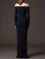 abordables Robes de Soirée Sirène-Sirène Trompette Longueur au sol Robes de Bal Robe de Soirée Tenue de soirée Élégant Scintillant Style Célébrité manche longue Épaules Dénudées Fête de jardin Mariage Crêpe Extensible avec Cristaux
