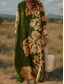 baratos Vestidos Boho-Mulheres Vestido Longo Vestido A Line Vestido justo e evasê Festa Casual Boho Diário Festa Para Noite Ajuste Largo Gráfico Geométrica Tropical Manga Longa Decote V Azul Preto Vermelho Verde Primavera