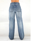 お買い得  ワイドレッグ＆ハイウエスト-女性用 ジーンズ ワイドレッグ ファッション ストリートファッション 全長 ハイウエスト 平織り ポケット 快適 ソフト マイクロエラスティック アウトドア ストリート ブルー 春 &amp; 秋 春、夏、秋、冬 レギュラー