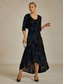 economico Abiti da festa-Per donna Abito maxi Tubino Abito a sirena Abito a trapezio Elegante Formale cocktail Festa serale Feste Ospite di nozze Vestibilità regolare Floreale Senza Maniche Girocollo Blu marino