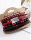 voordelige Heren sieraden-Heren leren kralen armbandset – meerlaags geweven retro polsbandsieraden voor een casual stijl en kerstcadeau