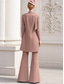 cheap Mom's Pant Suits-Two Piece Pantsuit Floor Length Wedding Guest Dress Mother of the Bride Dress Long Sleeve V Neck Elegant Simple Wedding Guest Spandex with Flower Solid Color
