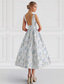 abordables Robes de cocktail-Ligne A Longueur cheville Robes de Cocktail Robes de soirée Élégant ancien Sans manches Col ras du cou Mariage Formel Nylon avec Imprimé floral Poche