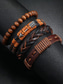voordelige Heren sieraden-Heren leren kralen armbandset – meerlaags geweven retro polsbandsieraden voor een casual stijl en kerstcadeau