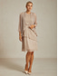 preiswerte abendkleider-Damen Midikleid Shiftkleid Faltenkleid Halterkleid Elegant Party Formell Party Hochzeitsgast Cocktailparty Perlenbesetzt Geschichtet Metallisch Normale Passform Einfarbig Ärmellos Rundhalsausschnitt