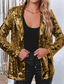 preiswerte Blazer &amp; Westen-Damen Blazer Party Hochzeit Weihnachten Paillettenbesetzt Elegant Glitzer Glitzern Langarm Steigendes Revers Einreihig Ein-Knopf