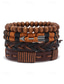 voordelige Heren sieraden-Heren leren kralen armbandset – meerlaags geweven retro polsbandsieraden voor een casual stijl en kerstcadeau