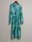 voordelige Elegante bloemenjurken-Dames Halflange jurk Casual jurk Jurk met print Elegant Modieus Modern Dagelijks Buiten Strand Normale pasvorm Grafisch Lange mouw V-hals blauw Lente Herfst