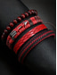 voordelige Heren sieraden-Heren leren kralen armbandset – meerlaags geweven retro polsbandsieraden voor een casual stijl en kerstcadeau