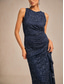 preiswerte Einfaches Kleid-Damen Maxikleid Etui-Kleid Elegant Abendgesellschaft Hochzeitsgast Pailletten Rüsche Glitzer Normale Passform Einfarbig Ärmellos Rundhalsausschnitt Marineblau