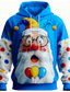 cheap Santa Claus Outfit-Christmas Men&#039;s Santa Claus 3D Cartoon Hoodie Sweatshirt Fashion Daily Casual Long Sleeve Crew Neck Hooded Home Party Gift Red Blue Purple Green Drawstring Fall Winter Designer S M L XL XXL XXXL
