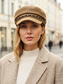 ieftine Pălării de damă-Pălărie de damă din tweed țesut, cu detaliu de lanț – șapcă vintage în stil băiat de ziare, pentru ținute casual de toamnă-iarnă și streetwear