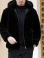 halpa Miesten takit-Miesten Talvitakki Rento takki Tekoturkis Loma Päivittäin Pidä lämpimänä Fleece Talvi Tavallinen Muoti Katutyyli Hupullinen Normaali Musta Jackets