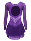 abordables Vestidos de Patinaje Artístico-Vestido de patinaje artístico Mujer Chica Patinaje Sobre Hielo Vestidos Violeta Negro Blanco Espalda Abierta Malla Licra Alta elasticidad Entrenamiento Competición Ropa de Patinaje Clásico Cristal
