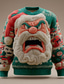 cheap Ugly Sweaters-Ugly Christmas Sweater Men&#039;s Santa Claus 3D Print 3D Cartoon Pullover Sweater Jumper Knitwear Crewneck Casual Vacation Daily Festival 3D Print Keep Warm Long Sleeve Spring Fall Winter White Blue Green