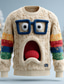 cheap Ugly Sweaters-Ugly Christmas Sweater Men&#039;s Graphic 3D Print Pullover Sweater Jumper Knitwear Crewneck Casual Vacation Daily Festival 3D Print Keep Warm Long Sleeve Spring Fall Winter Apricot Almond Apricot