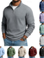 voordelige Wafelgebreid T-shirt-Voor heren Wafel T-shirt T-shirt T-shirt met kwartrits Lange mouw Opstaand Herfst winter Herfst Winter Effen Kleur Gebreid Dagelijks Casual Rits omhoog Casual Dagelijks Buiten Grijs Top T-shirt voor
