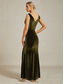 preiswerte Einfaches Kleid-Damen Maxikleid Etui-Kleid Elegant Abendgesellschaft Normale Passform Einfarbig Ärmellos Wasserfallausschnitt Olive