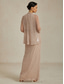 billiga Chiffongklänningar-Dam Maxiklänning Sheath Dress Chiffongklänningar Wrapklänning Elegant Formell cocktail Kvällsfest Bröllopsgäst Cocktailfest Plisserad Glitter Asymmetrisk Normal Ensfärgat Ärmlös V-hals Rosguld