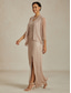 billiga Chiffongklänningar-Dam Maxiklänning Sheath Dress Chiffongklänningar Wrapklänning Elegant Formell cocktail Kvällsfest Bröllopsgäst Cocktailfest Plisserad Glitter Asymmetrisk Normal Ensfärgat Ärmlös V-hals Rosguld