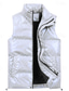 halpa Miesten Pufferi Liivi-Miesten Puffer Vest Liivi Gilet Loma Päivittäin Deitti Muoti Vapaa-aika Syksy Talvi Tasku Polyesteri Pidä lämpimänä Mukava Yhtenäinen väri Vetoketju Stand-kaula-aukko Normaali Musta Valkoinen Kahvi